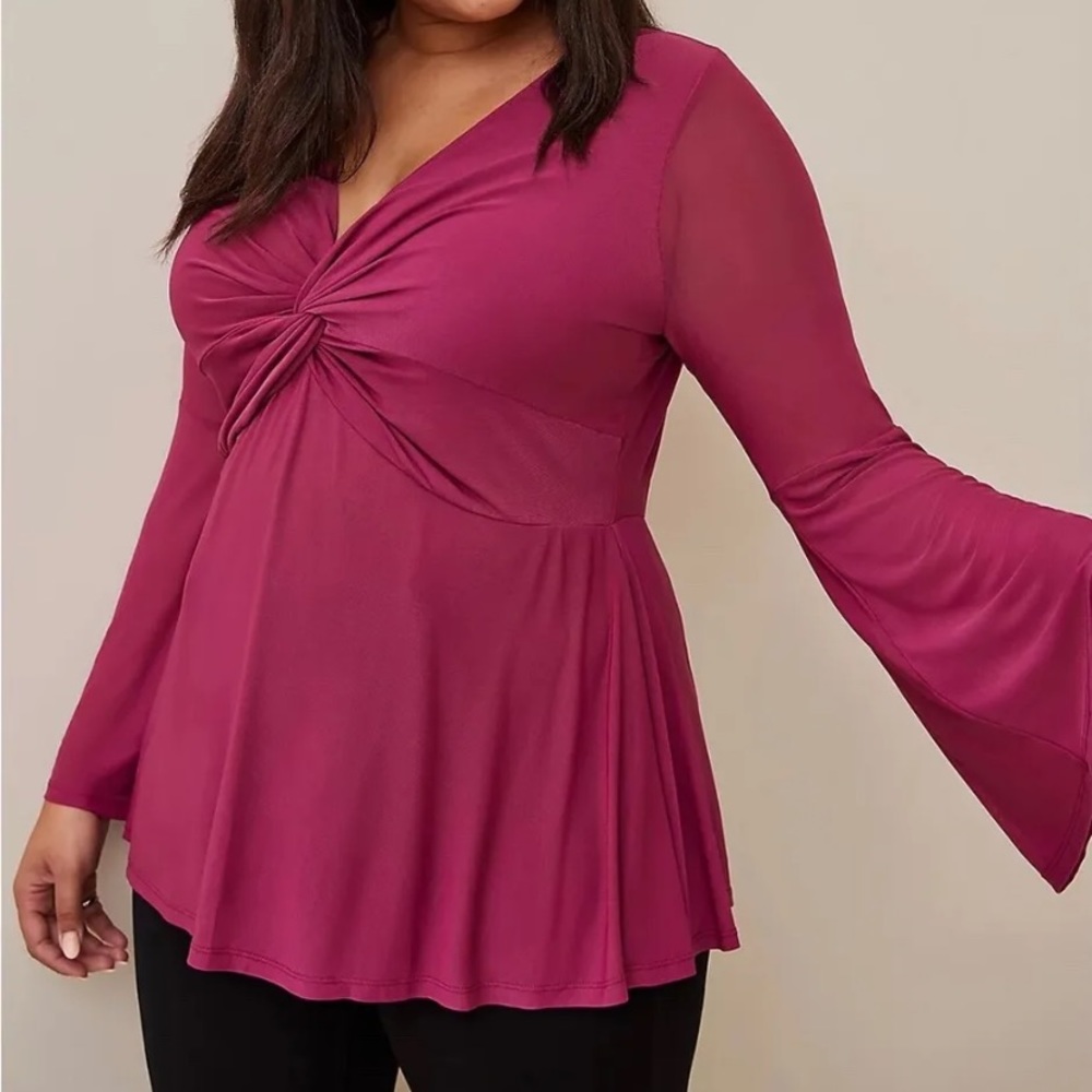 Pink twist front blouse